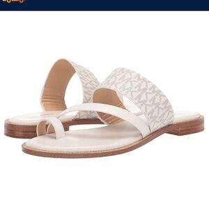 Michael Kors White mini logo flat sandals size 8.5